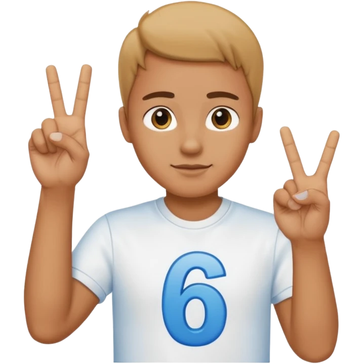 I need a 67 emoji. Like a male person doing six seven hand motion and the numbers 6 and 7 shld be on top of the 2 hands emoji