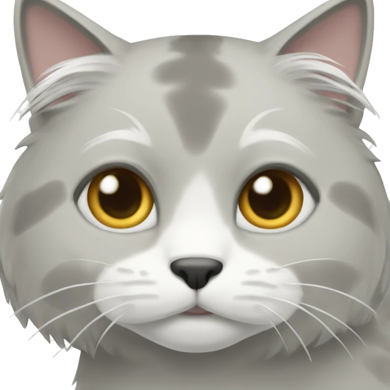 Grey and white medium hair cat  emoji