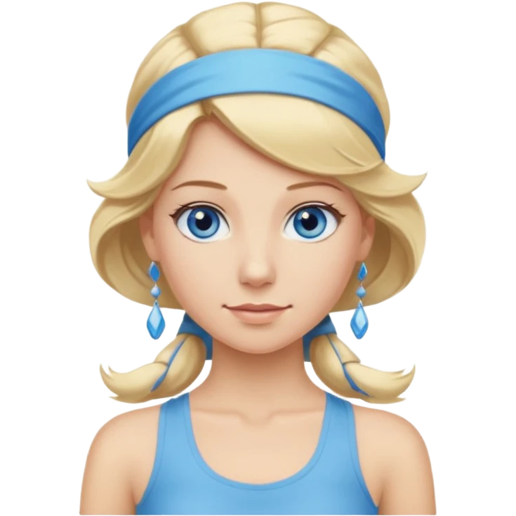  long blown out blonde hair woman blue eyes pilates princess  emoji
