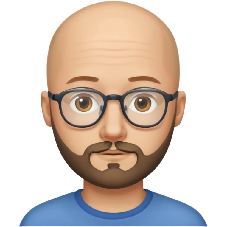 лысый очень молодой парень с круглыми очками тонкими с бородой и без усов emoji