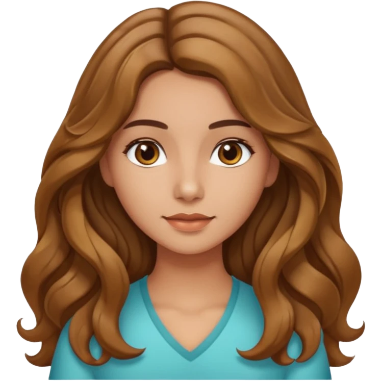 Morena com cabelo ondulado nas pontas  e de pele um pouco bronzeada cabelo grande raiz Lisa emoji
