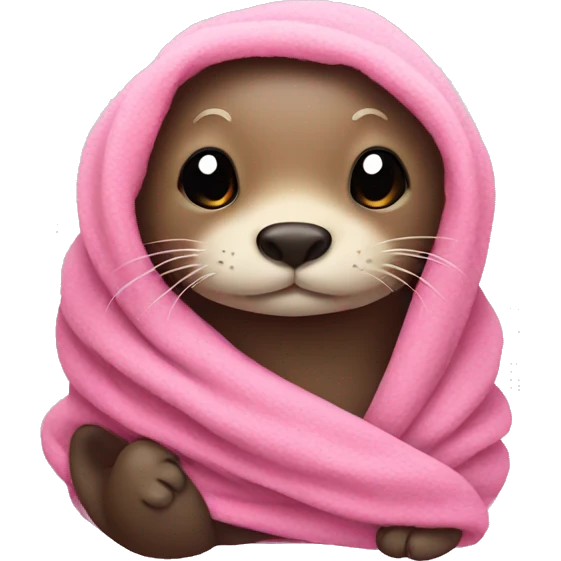 Otter wrapped in a pink blanket emoji