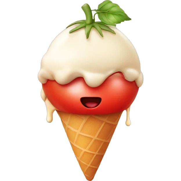 Tomato with a mouth, licking an ice cream cone emoji