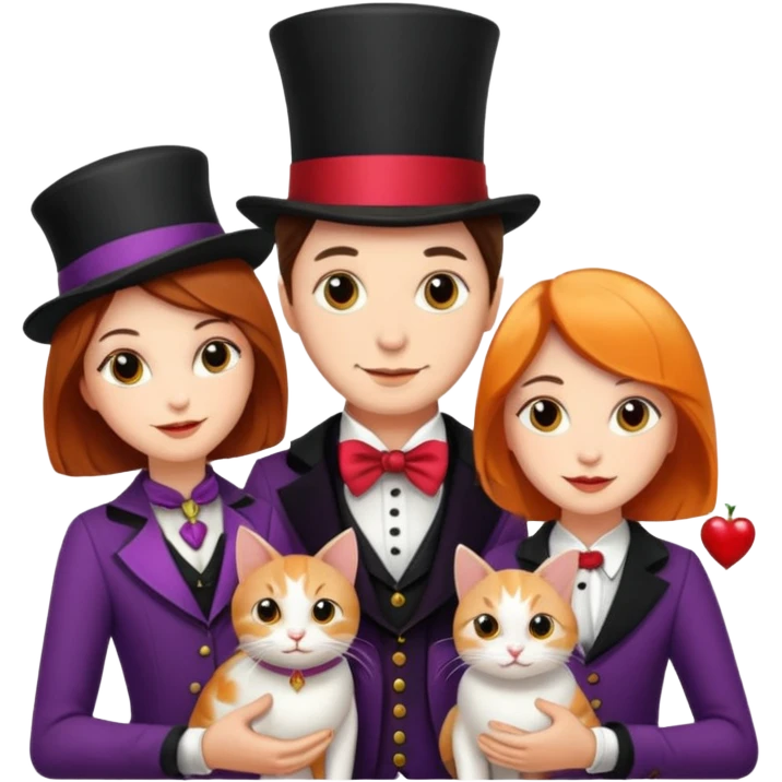 magician couple and their pet cat emoji