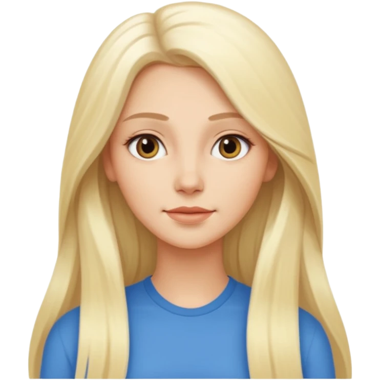 Stylized emoji portrait of a sexy long-haired white-blonde woman, confident expression, smooth skin, minimal makeup, full height  emoji