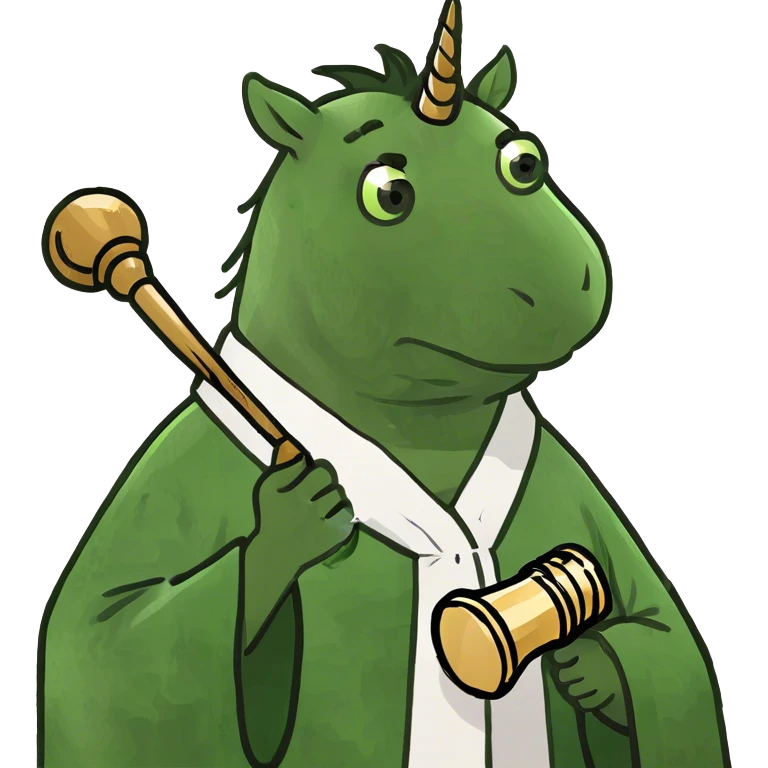 Judge on a unicorn emoji