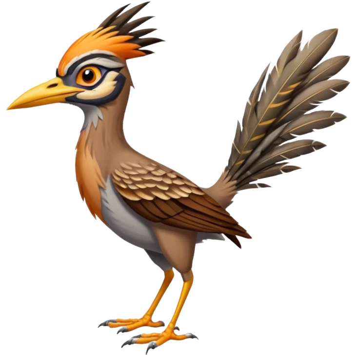 realistic roadrunner bird, tail pointed down, realistic colors emoji