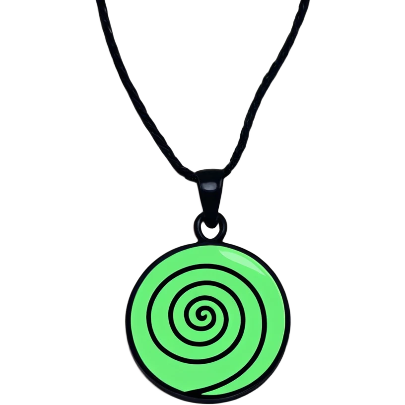 Moana's necklace with heart of Te Fiti green spiral stone emoji