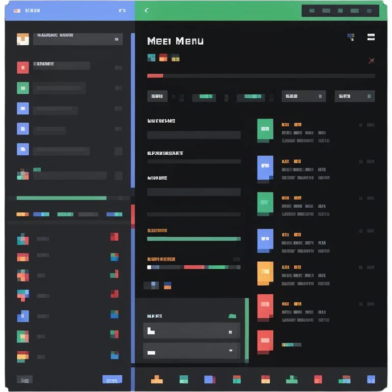 Desktop app user interface with sidebar, menu, and content area emoji