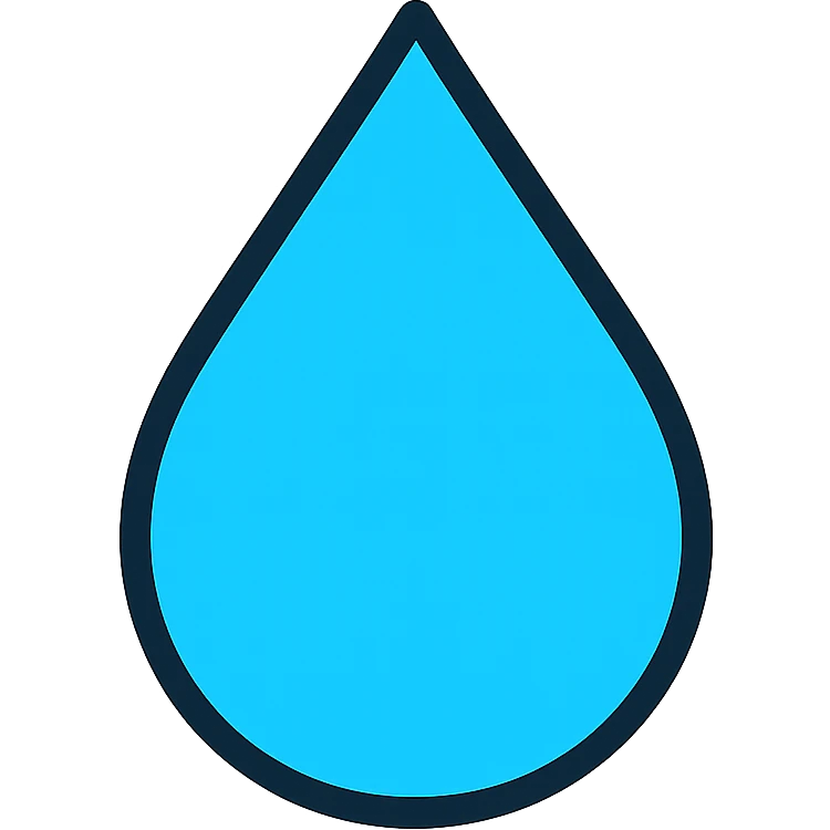 blue water droplet icon with black outlines emoji
