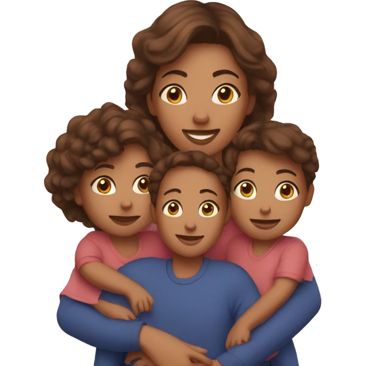 Mom and 5 children emoji