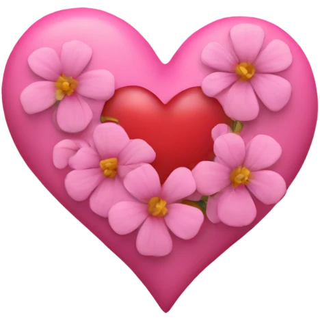 Pink heart with pink flowers emoji