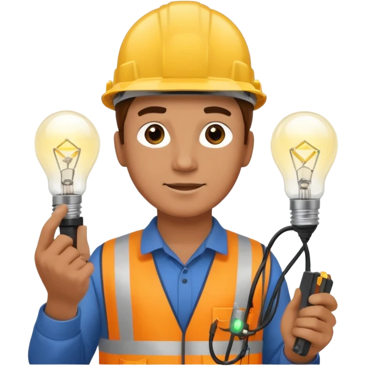 Am man Electricity power employer at work with a light emoji