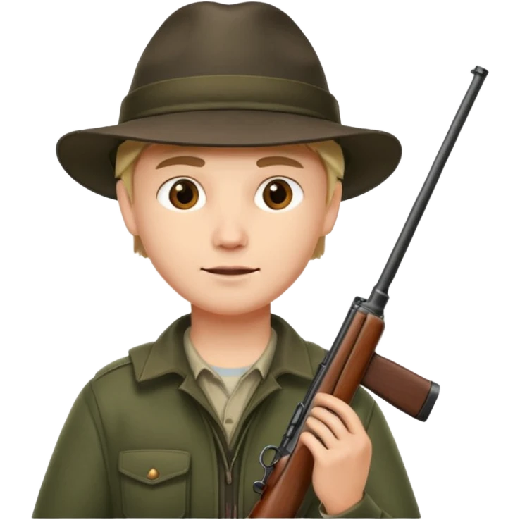 male hunter, simple, clear expression emoji