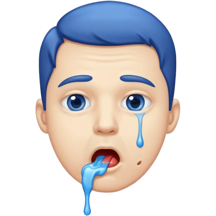 Man Hungry drooling and blue saliva dripping out of the mouth emoji