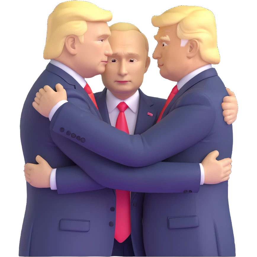 Putin and Trump embracing emoji