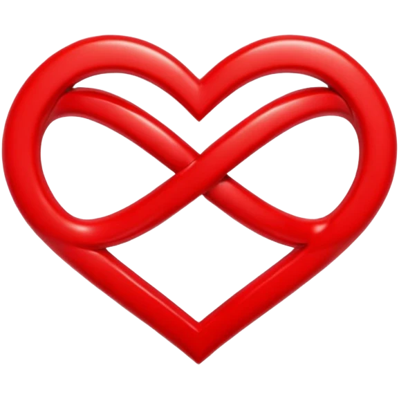 Infinity sign laied over a red heart emoji