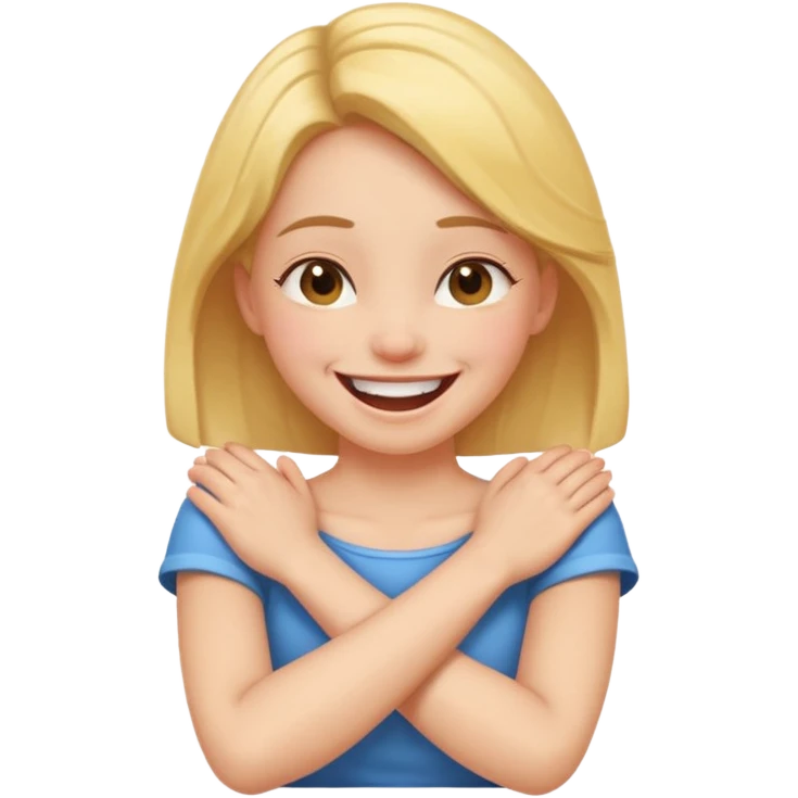 arms crossed holding neck laughing girl emoji