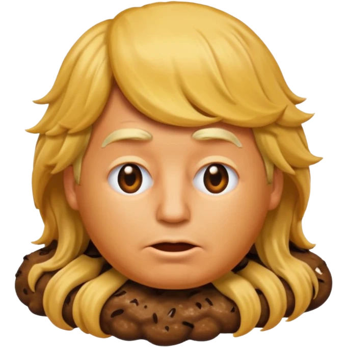 the poop emogi, a pile of poop in trumps image   none of those are what i want  i want the poop emogi with trumps face renbdered in poop, with an orange cast, and his wig on top nope  nope emoji