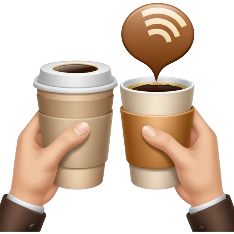 left hand giving a video file icon, right hand giving a coffee cup, simple, clear, no text emoji