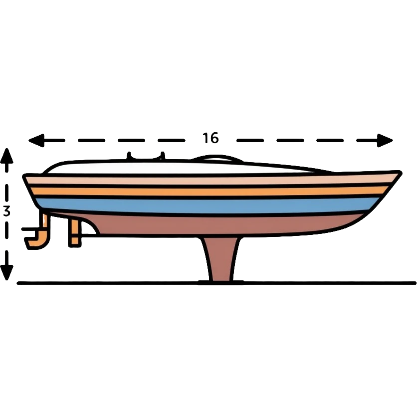 technical diagram of 4 meter boat hull with measurement marked emoji
