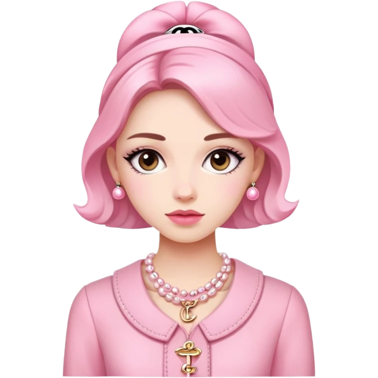girl wearing pink Chanel-style outfit emoji