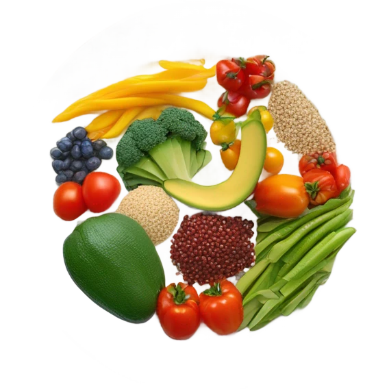 Look up on a large white round plate of healthy food emoji