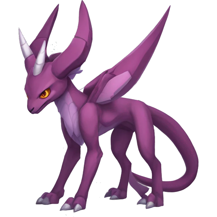 Mauve-maroon-red-violet-colored edgy anthro-genesect-raptor-scalie-sona-Fakémon-hybrid with a mane on head and back and horns full body emoji