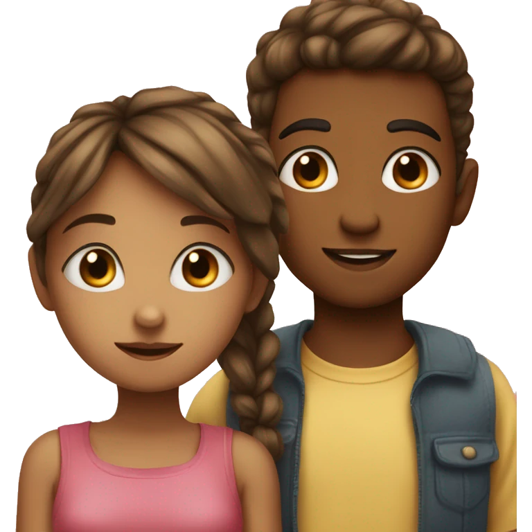 Boy and girl are looking with their eyes like fell in love emoji