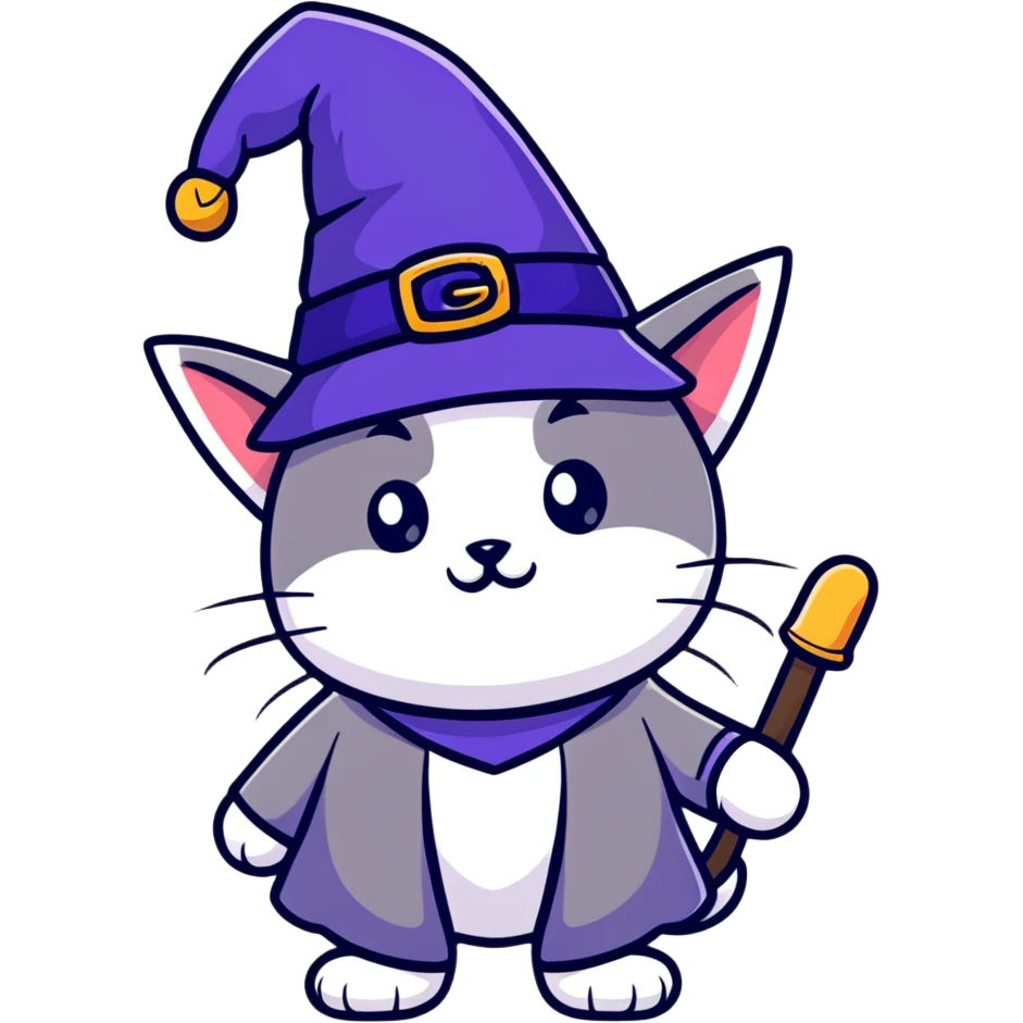 wizard cat cute cartoon sticker emoji