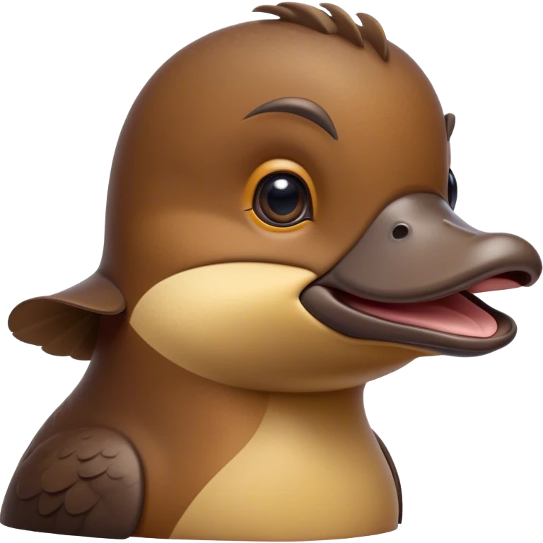 Cinematic Noble Platypus Portrait Emoji, Poised and regal, with a uniquely streamlined build and a sleek brown fur, a distinctive flat duckbill and broad, beaver-like tail, deep-set soulful eyes full of wonder, Simplified yet sharp and sophisticated features, highly detailed, glowing with a soft, dignified glow, high shine, intelligent and enigmatic, stylized with an air of aquatic curiosity, focused and attentive, soft glowing outline, capturing the essence of a watchful and confident oddity, so majestic it feels as though it could glide out of the screen with effortless authority! emoji