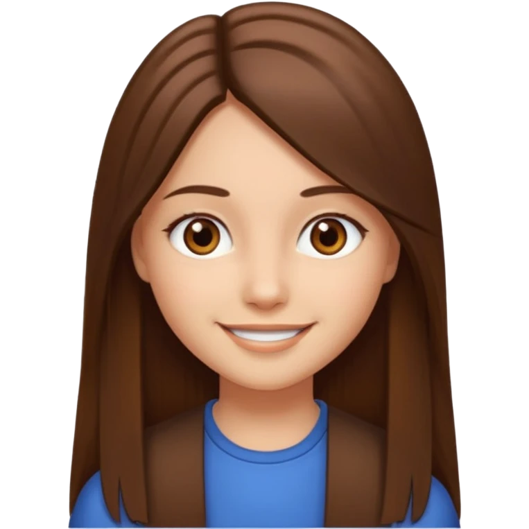 Fille cheveux lisse long brune raie au milieuyeux marron emoji