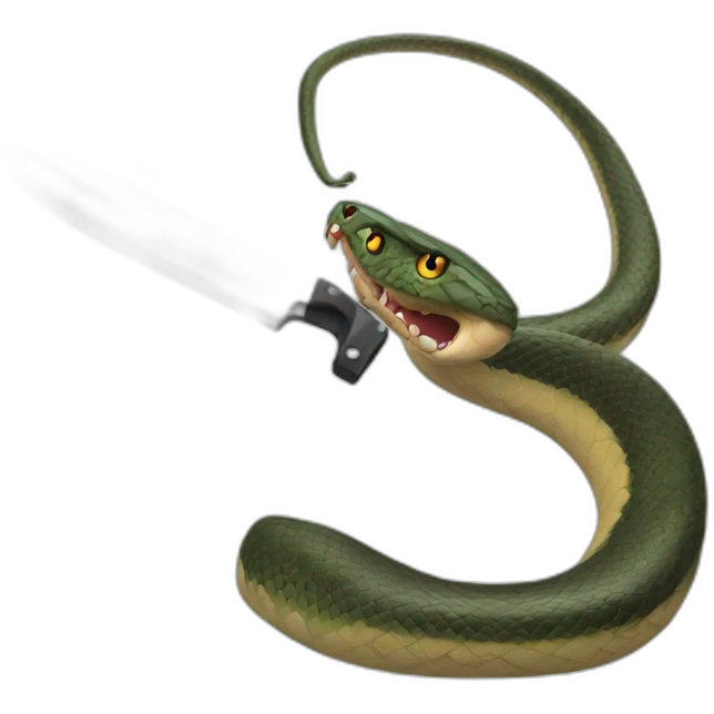 A twitch emote of a snake with a knife emoji