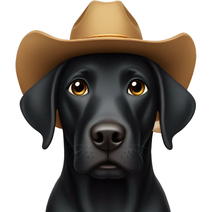 Black labrador wearing cowboy hat emoji