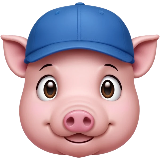 Pig emoji with blue baseball cap emoji