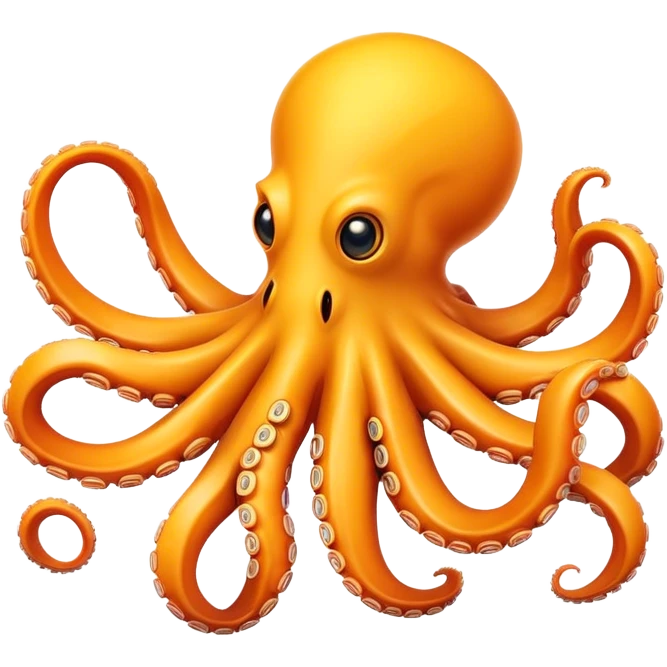 Friendly cartoon yellow-orange robotic octopus  emoji
