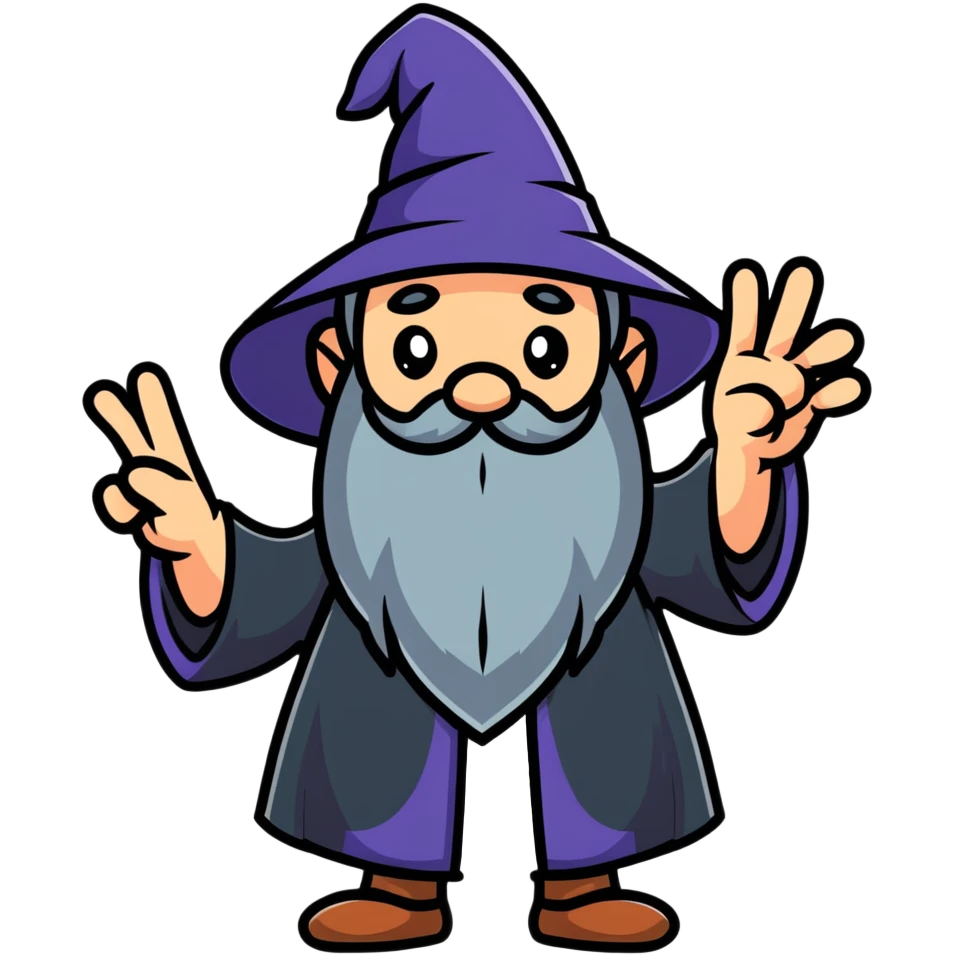 wizard holding up five fingers emoji