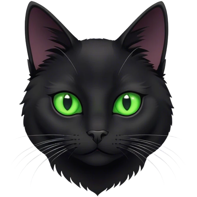 Black cat with green eyes emoji