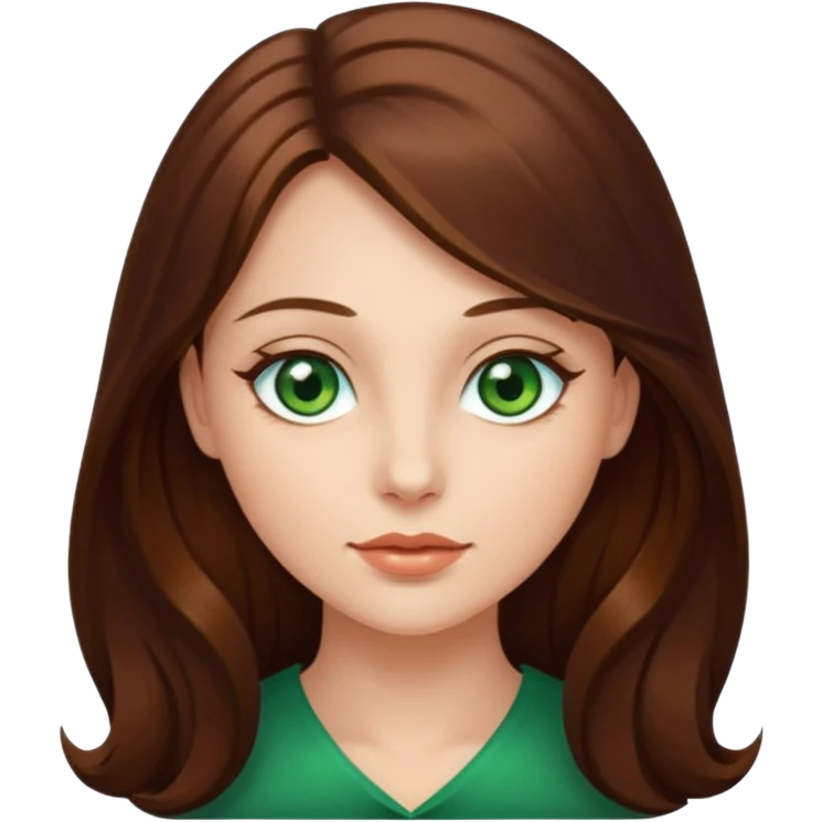 noia molt bonica amb caobells llargs i marrons brillanta i ulls verds emoji