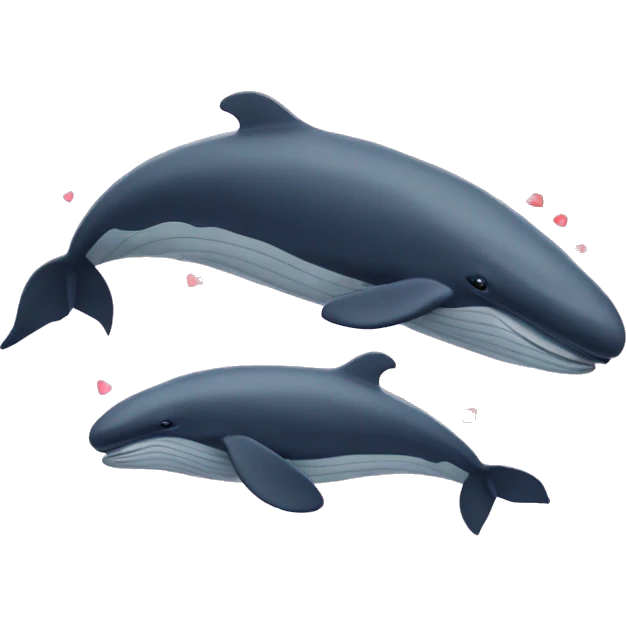 2 humpback whales with hearts emoji