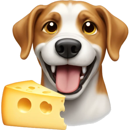 mischevious dog eating cheese emoji