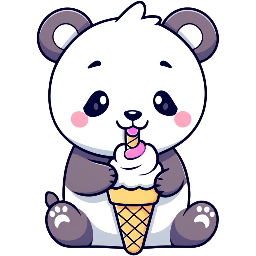 Panda eating ice cream emoji