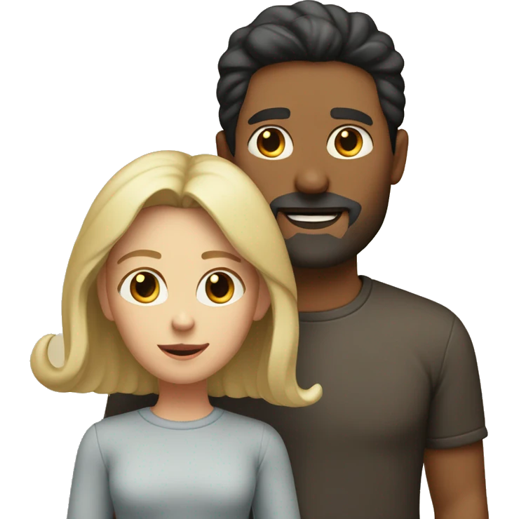 dark hair father and blond mother and two children emoji
