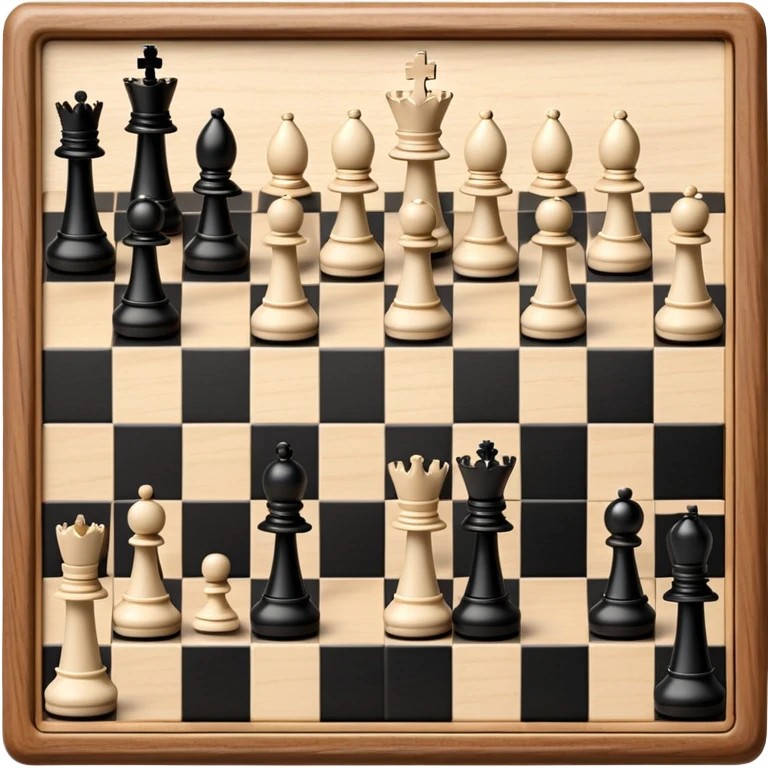 A chessboard with a few strategically placed pieces, including a king, queen, and pawns. The scene highlights the classic black and white squares of the board, emphasizing strategy and thoughtfulness in the game of chess. emoji