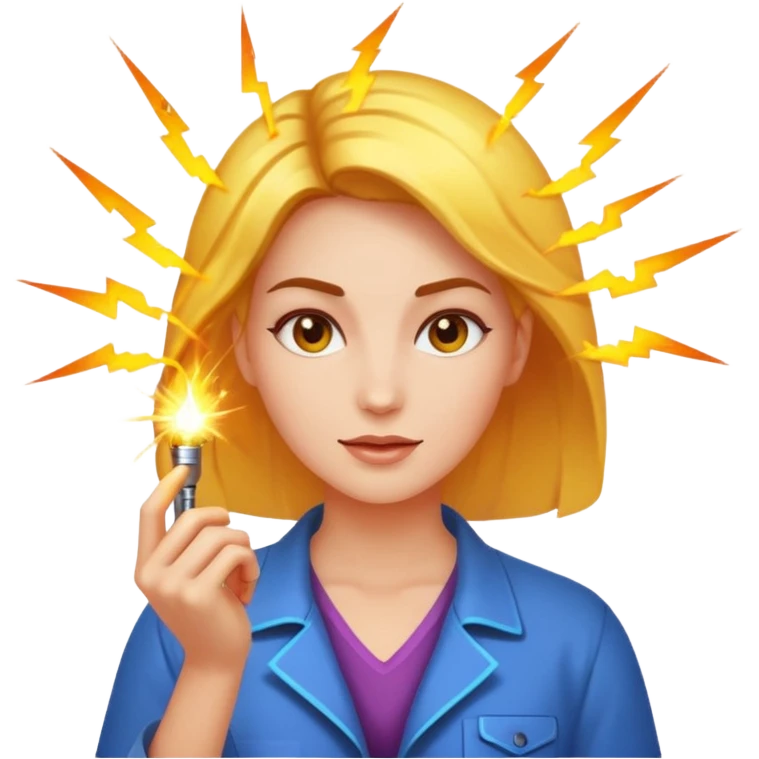 woman producing electric emoji