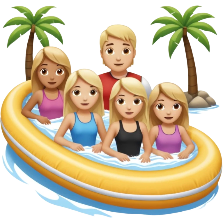 2 girls and 2 men on the lazy river waterslide. 1 girl and 1 guy have blonde hair and 1 girl and 1 guy have BROWN HAIR. we are all very pale. 4 PEOPLE  emoji
