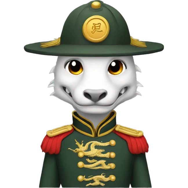 chinese dragon wearing soldier uniform and tophat emoji