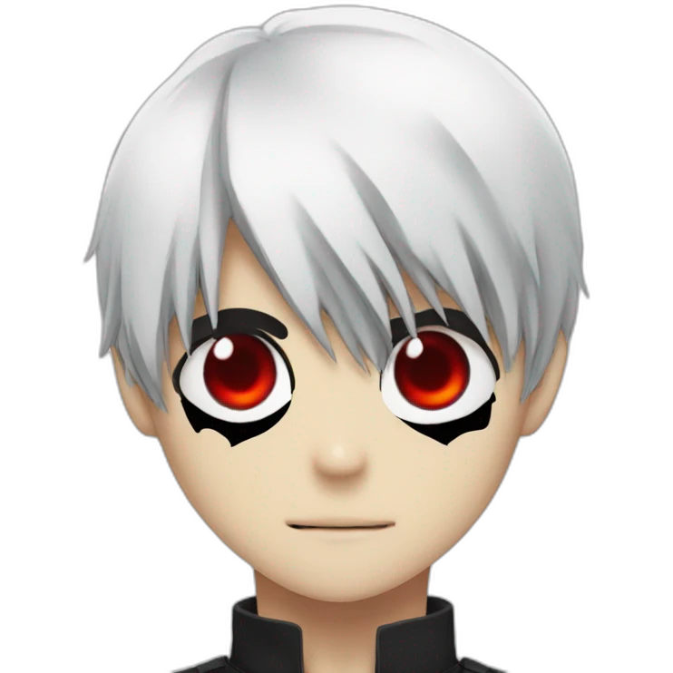 Ken kaneki with a black and red left eye emoji