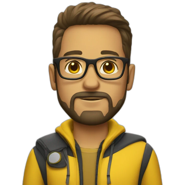 man yellow jacket nerd glasses and goatee emoji