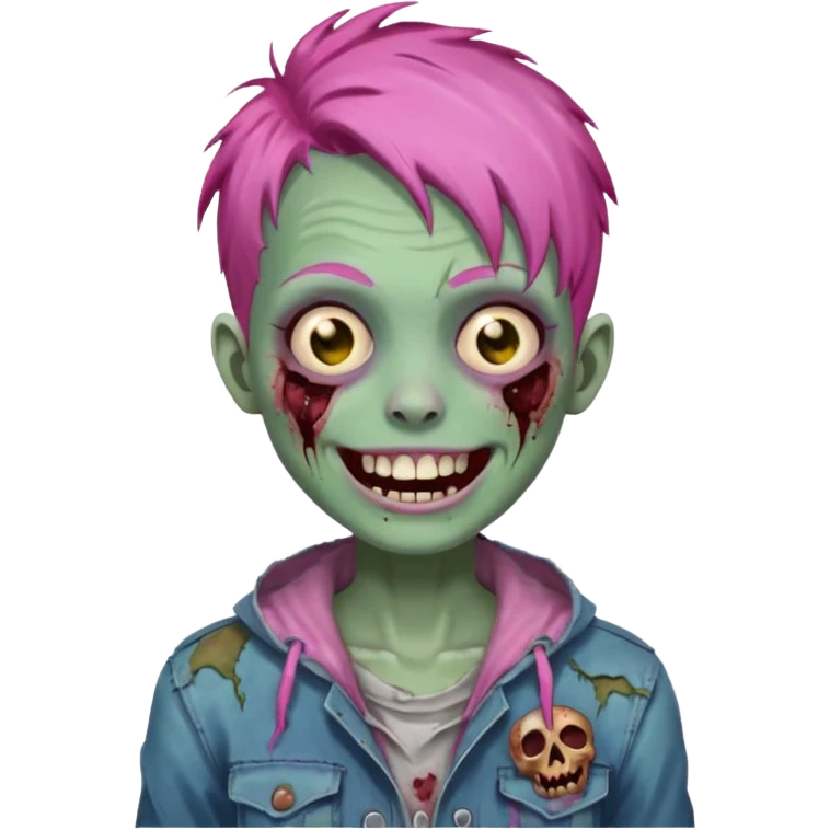 happy zoombie pink hair emoji